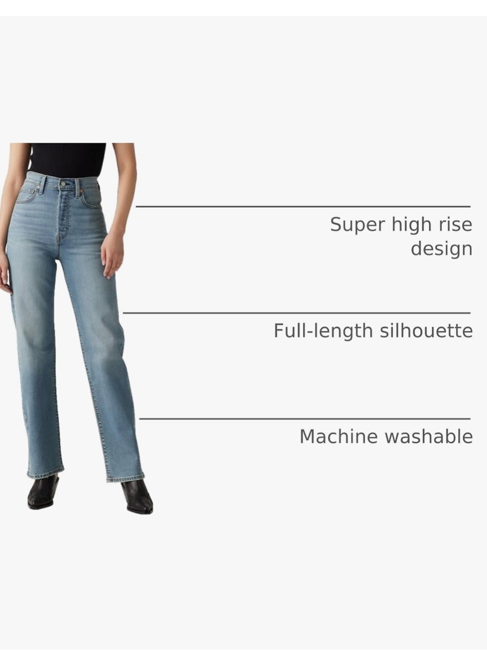 Levi’s Women’s Light Wash Ribcage Straight High-Rise Jeans Size 27 Button Fly - Picture 4 of 11